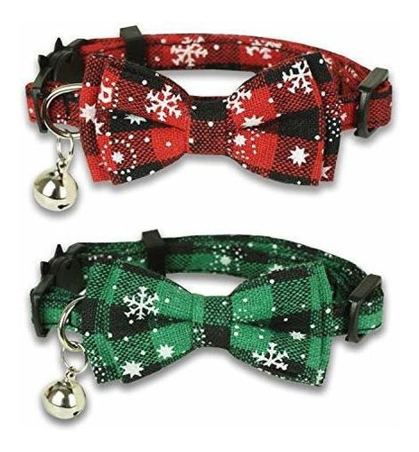 Pohshido 2 Pack Chirstmas Collar De Gato Con Pajarita Movil