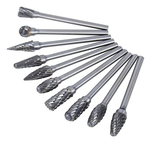 L Kit 10 Ponta Montada Fresa Dremel Tungstênio Retifica