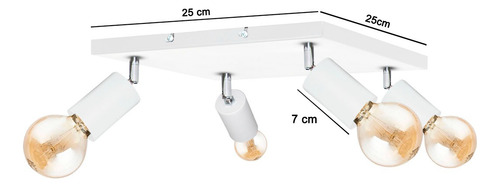 Lampara Plafon Aplique 4 Luces Led E27 Spot Movil Moderno Estructura Blanco