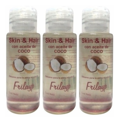 Aceite De Coco Piel Y Cabello X30ml X 3 Unidades Frilayp