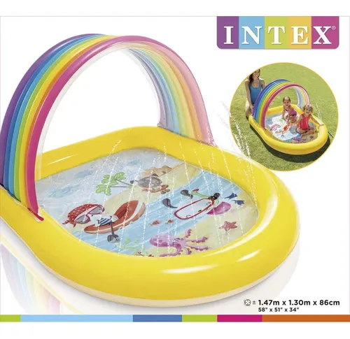 Intex Piscina Arcoiris Con Techo Amarillo