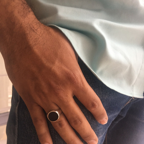 Imagen 6 de 10 de Anillo De Plata Ley 925 Para Hombre Con Piedra Agálea