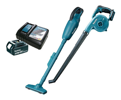 Aspiradora Makita con ventilador, batería y cargador, color turquesa N/A