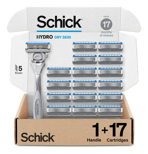 Razor Schick Hydro Dry Skin Con 1 Mango Y 17 Cartuchos