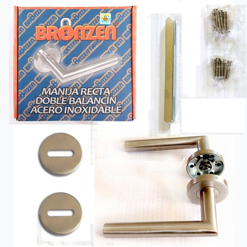 Imagen 3 de 4 de Manija Puerta Picaporte Acero Inoxidable Toshi X 2 Unidades