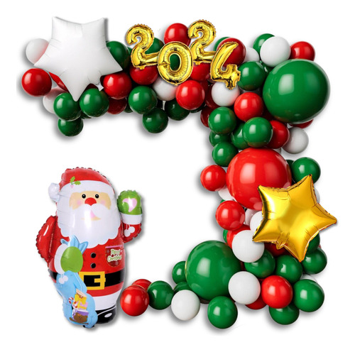 Kit Globos Latex Metalizado Navidad Año Nuevo Deco 