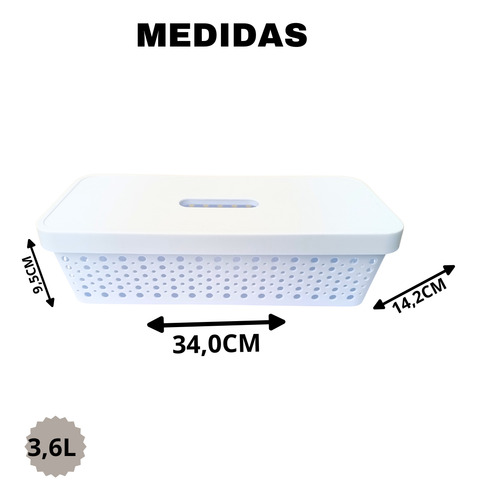 Caixa Organizadora Branca 3,6l Com Tampa - Conjunto Com 5 Un