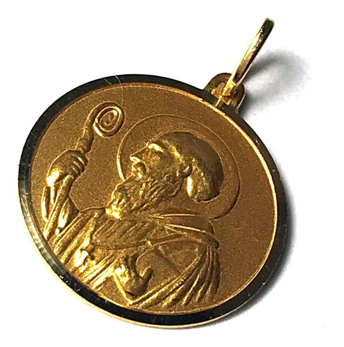 Imagen 1 de 8 de Medalla San Benito Oro 18 Garantizado 23 Mm. Diámetro