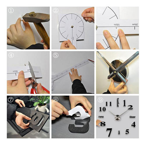 Diy Reloj De Pared 3d Espejo Superficie Pegatina Para Plata.