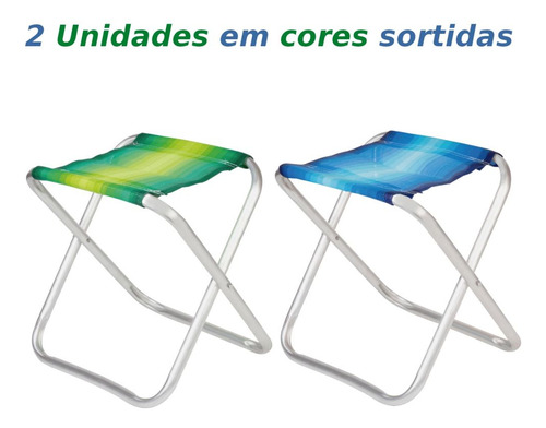 Kit Guarda Sol Praia + 2 Banquetas Dobraveis + Saca Areia
