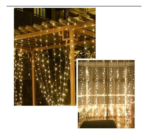 Sh Cortina Solar Decorativa De Cascata Com Luzes De Natal