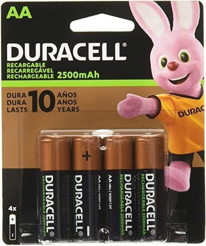 Pilas Recargables Aa Duracell, Aa-rechx4, Aa, 4 Unidades, 1,