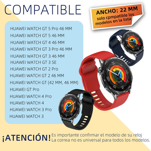 3 Correa Silicona Magnética Para Huawei Watch Gt 5 4 3 2 Pro Rosa - Morado - Blanco