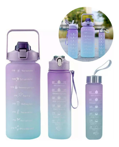 Kit motivacional de 3 botellas Fitness Correr