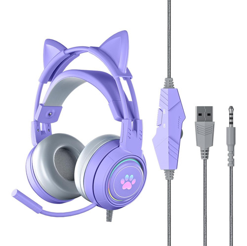 Auriculares De Orejas De Gato Lindos Micrófono, Cablea...