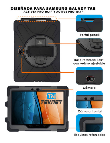 Funda Correa Para Samsung Galaxy Tab Active 4 Pro 10.1 Color Negro
