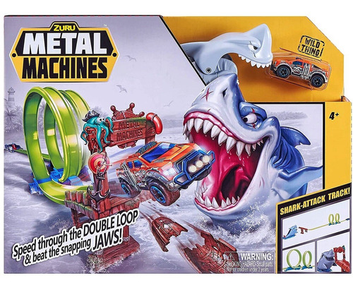 Imagen 1 de 5 de Pista Tiburón Doble Metal Machines Auto Lanzador Zuru Wheels