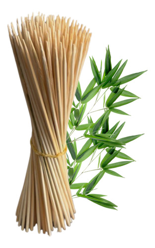 1000 Pz Palillo De Bambú Para Brochetas Medida A Color Amarillo Bambu 20 Cm