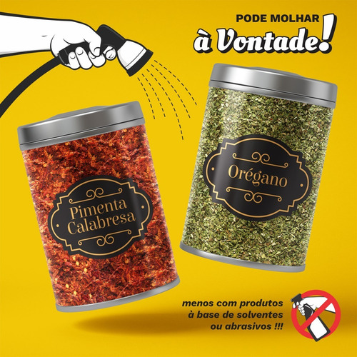 Imagem 4 de 5 de Kit 50 Etiquetas Adesivos Tempero Mantimento Letra Dourada