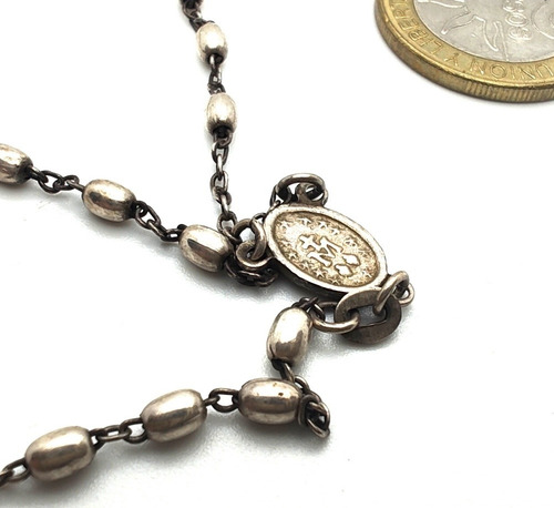 Rosario Antiguo Cadena Y Cruz De Plata - Religion (Usado)