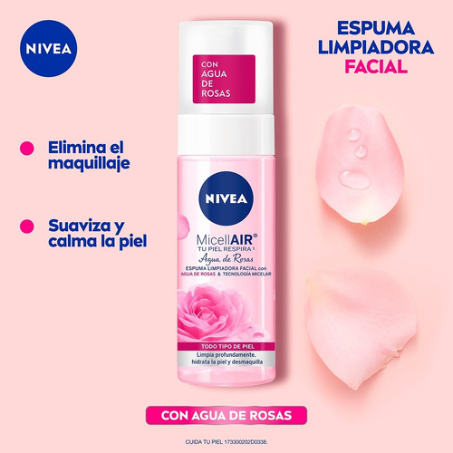 Espuma Facial Limpiadora Nivea Con Agua De Rosas 150ml Todo Tipo De Piel Día/noche