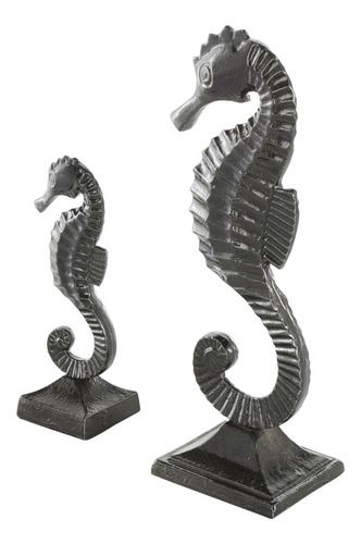 Figura Caballito De Mar Decorativo Negro 29cm Y 19cm