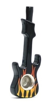 Pipa De Fumar Forma De Mini Guitarra Metalica Alta Calidad