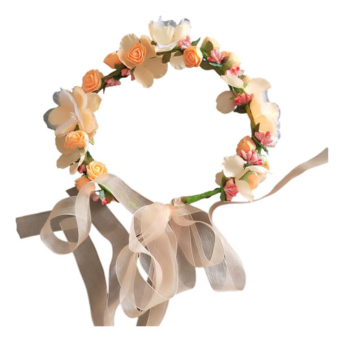 Corona Floral Tocado De Novia Diadema De Flores Con Cinta