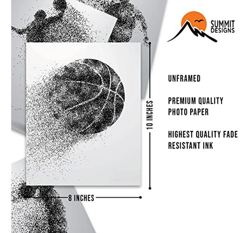 Juego De 4 Láminas De Baloncesto Para Pared, 8 X 10, Sin Mar