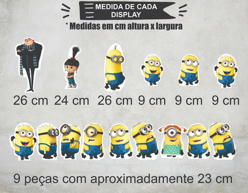 Imagem 3 de 5 de Kit Painel Poli Banner + Displays Festa Minions