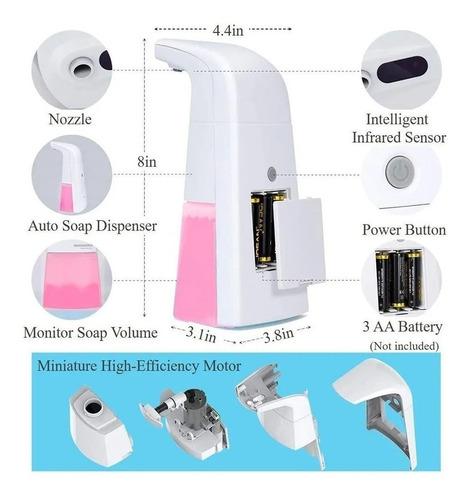 Imagen 7 de 9 de Dispensador Automático Jabón Espuma Gel Antibacteriana