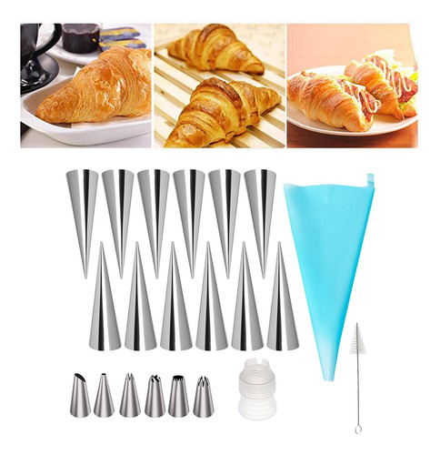 21 Piezas De Tubos De Forma De Cannoli De Acero Inoxidable