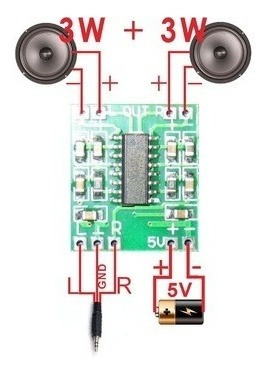 Mini-amplificador Digital Stereo 3+3w 2,5-5v Arduino Pic Avr