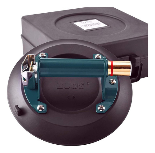 Zuos Ventosa De Vidrio De 9 Pulgadas Para Elevación De Granito Y Vidrio, Ventosa Al Vacío Con Mango De Metal Y Bomba De Latón, Capacidad De Carga De 260 Libras Con Funda De Transporte Gratuita