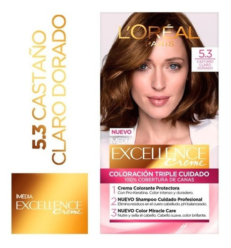 Coloración Excellence L'oréal 5.3 Cataño Claro Dorado (5 Un)