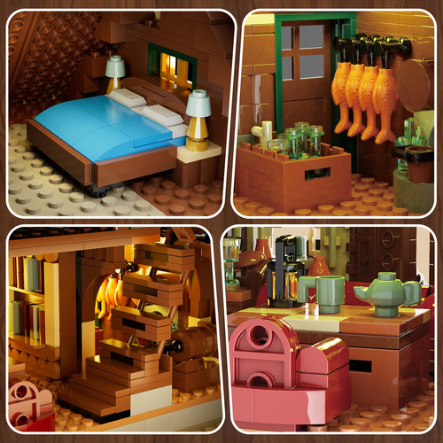 Conjunto De Construção Insoon Wood Cabin Com Luz Led 2570 Un