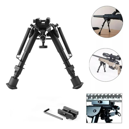 Bipode Táctico Picatinny 20mm Para Arma Larga Negro Plegable