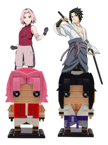 Duo De Bloques Armables 3d De Sakura Y Sasuke Premium