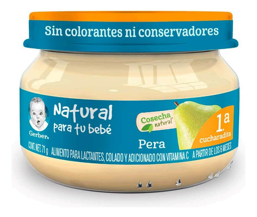 Papilla Gerber Cosecha Natural De Pera 6 Meses 71 G