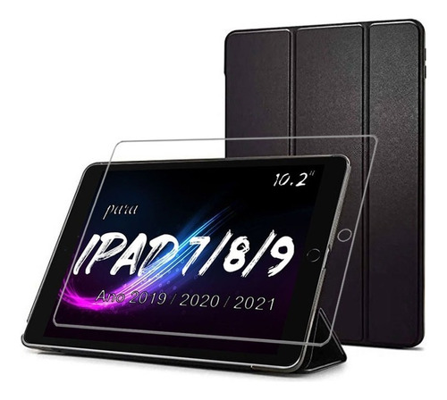Capa Para iPad 9 G 10.2 Cores + Pelicula + Caneta Premium Cor Preto