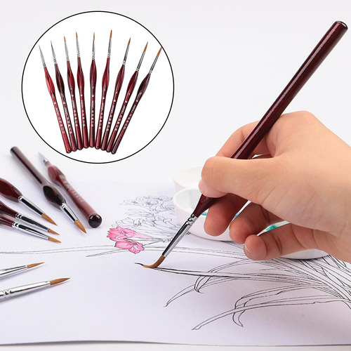 9pcs Cepillos De Pelo Wold Profesionales Delineador De