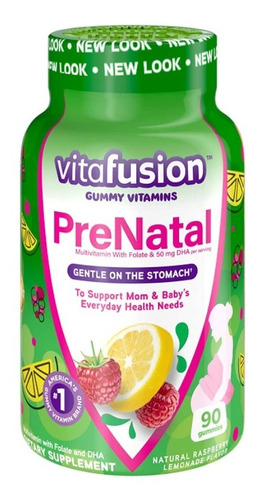 Vitafusion Prenatal 90 Gomitas Sabor Frambuesa Limonada