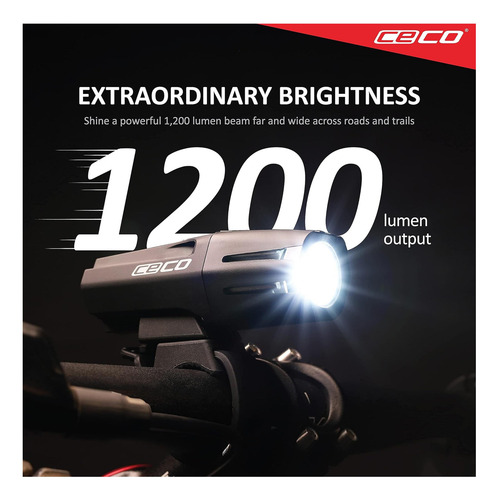 Ceco-usa: 1,200 Lumen Usb Usb Bicicleta Recargable De Y Ip67
