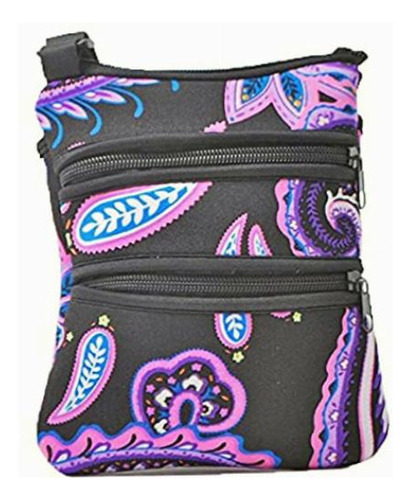 Nupouch Sling Hipster Bolso Bandolera Para Mujer, Diseño De Color Púrpura Paisley