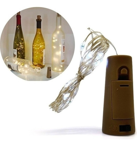 Pack X12 Luz Alambre Corcho Botella 30led 3mts Cálida/fría