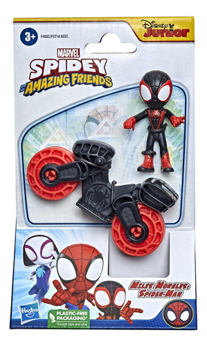 Muñeco Marvel Spidey Amazing Friends Miles Morales Con Moto