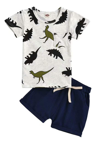 Conjunto De Camiseta Y Pantalones Cortos De Dinosaurio Para
