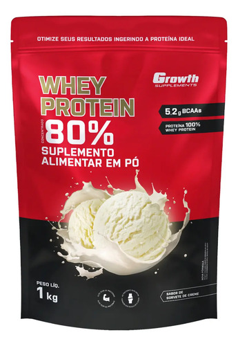 Whey Protein Concentrado 1kg Growth Supplements - Baunilha