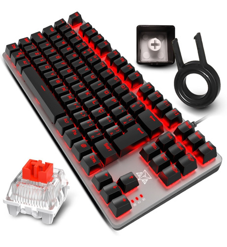 Mini Teclado Gamer Mecanico Pc Adamantiun Led Usb Switch Red