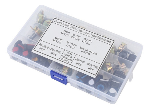 Potenciómetro B5k, B10k, B20k, B50k, B100k, Cono Lineal, 80